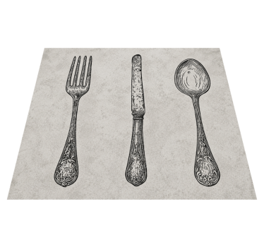 Tapis vinyle cuisine motifs couverts gris - TenStickers