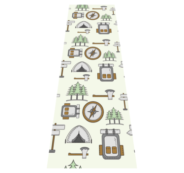Tapis vinyle chambre sac de camping, bol, boussole - TenStickers
