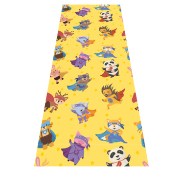 Tapis vinyle chambre motif animaux super-héros jaune - TenStickers