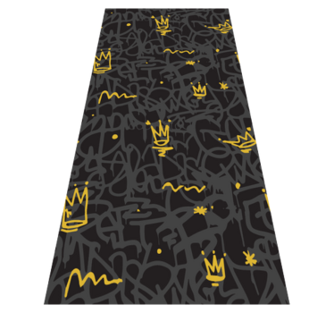 Tapis vinyle chambre couronne graffiti noir et or - TenStickers