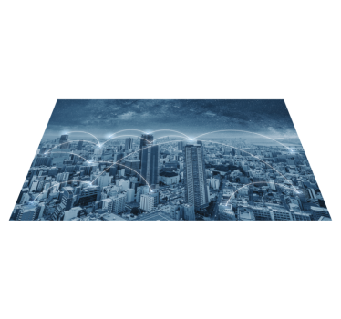 Tapis vinyle chambre paysage de gratte-ciel - TenStickers