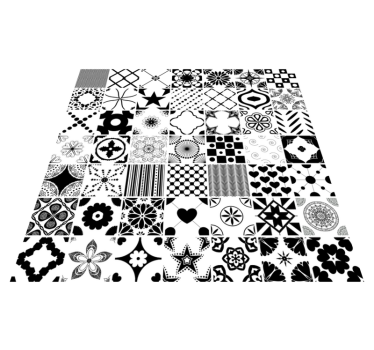 Tapis de vinyle chambre à coucher carreaux noir et blanc - TenStickers