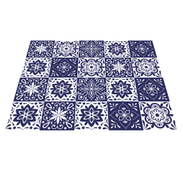 Tapis de salon en carreaux à fleurs - TenStickers