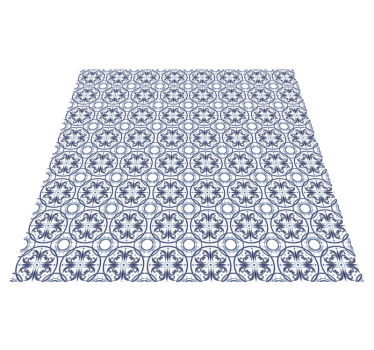 Tapis vinyle carreaux de ciment motif carrelage blanc et bleu - TenStickers