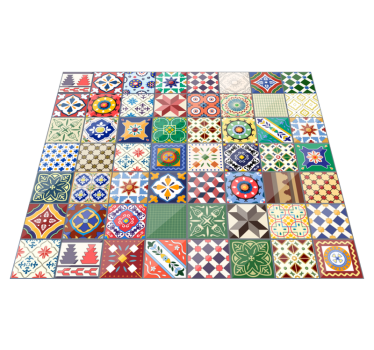 Tapis vinyle carreaux de ciment mosaïque coloré - TenStickers