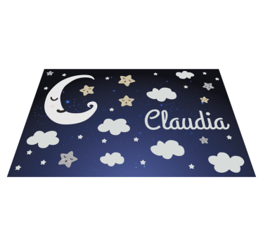 Tapis vinyle lune et étoiles bébés - TenStickers
