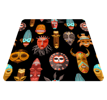 Tapis vinyle salon ensemble de motif de masque tribal - TenStickers