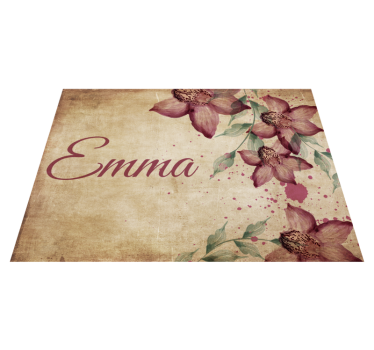 Tapis en vinyle personnalisé vintage orchidée fleurie - TenStickers