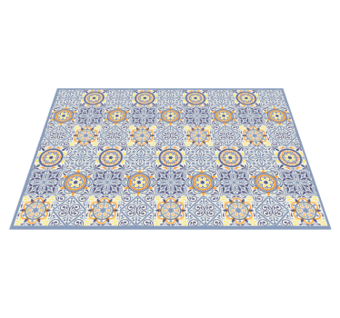 Tapis vinyle carreaux de ciment Jaune et gris - TenStickers