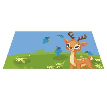 Tapis vinyle pour enfants scène de prairie fauve - TenStickers