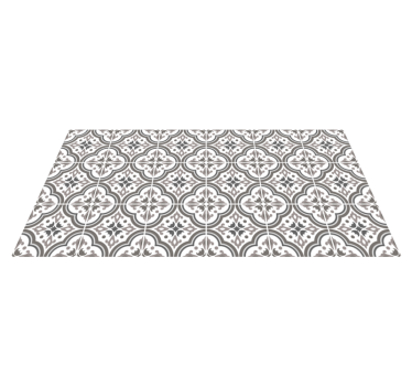 Tapis vinyle carreaux de ciment gris et fleurs - TenStickers