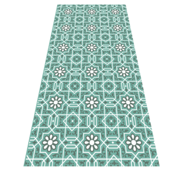 Tapis vinyle cuisine carreaux de ciment vert bleu - TenStickers