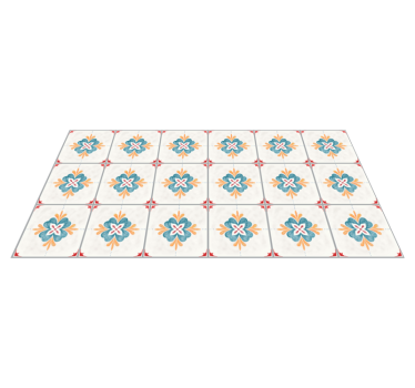 Tapis vinyle carreaux de ciment motif de carrelage floral - TenStickers