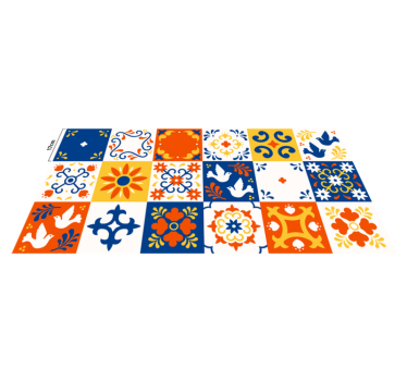 Tapis vinyle cuisine motif de carreaux colorés - TenStickers