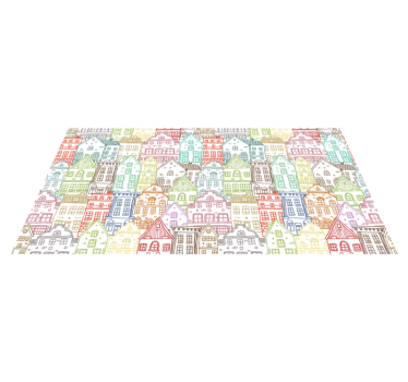 Tapis vinyle cuisine dessins de maisons - TenStickers