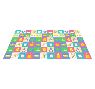 Tapis vinyle cuisine dessins colorés effet carrelage - TenStickers