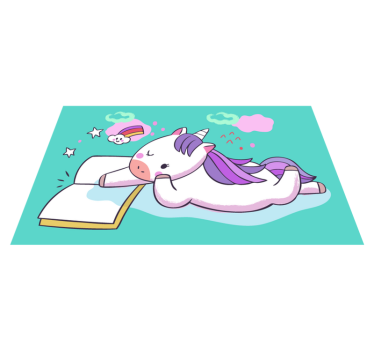 Tapis vinyle pour enfants lecture de licorne - TenStickers