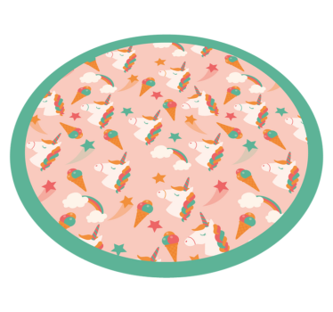 Tapis vinyle pour enfants cercle de motifs de licorne - TenStickers