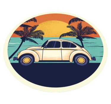 Tapis vinyle vintage paysage de voiture rétro - TenStickers