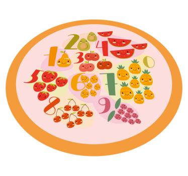 Tapis vinyle jeux cercle de comptage fruité - TenStickers