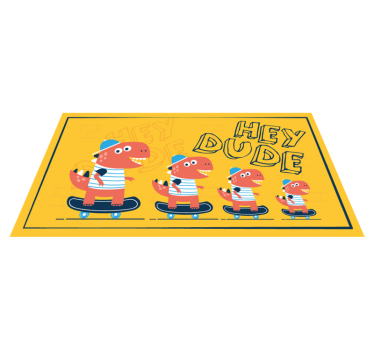 Tapis vinyle pour enfants dinosaures en skateboard - TenStickers