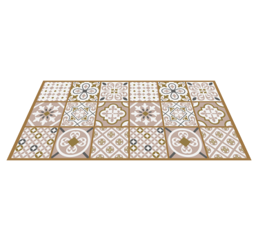 Tapis vinyle cuisine carreaux de ciment tons marron - TenStickers