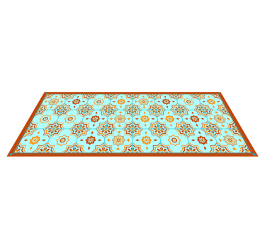 Tapis vinyle cuisine carreaux de ciment orange et bleus - TenStickers