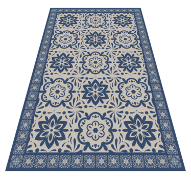 Tapis vinyle carreaux de ciment motif à motif floral - TenStickers