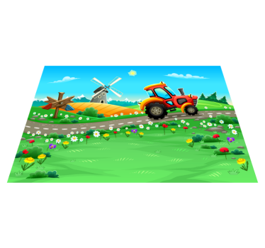 Tapis vinyle pour enfants scène de tracteur ludique - TenStickers