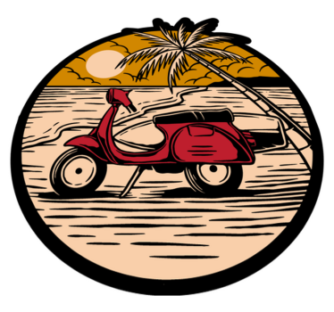 Tapis vinyle autres tapis scène de scooter tropical - TenStickers