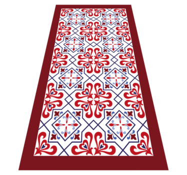 Tapis vinyle carreaux de ciment rouge bleu - TenStickers
