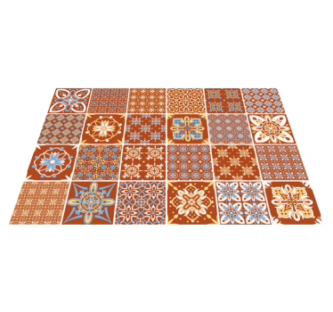 Tapis vinyle carreaux de ciment mosaïque orange - TenStickers