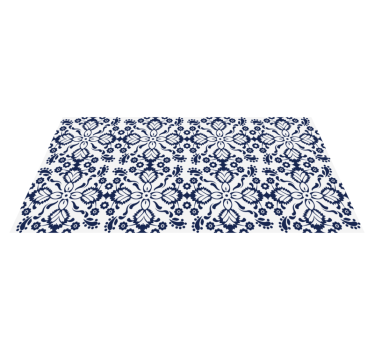 Tapis vinyle carreaux de ciment motif floral bleu et blanc - TenStickers
