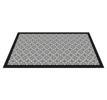 Tapis vinyle carreaux de ciment motif floral noir - TenStickers