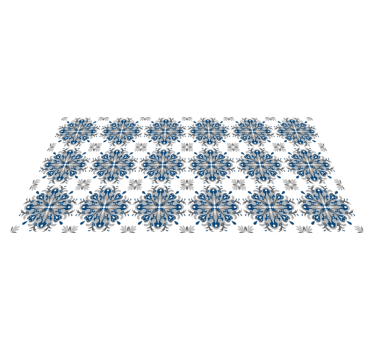 Tapis mosaique vinyle fleuri bleu élégant - TenStickers