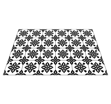 Tapis vinyle carreaux de ciment mandala noir et blanc - TenStickers