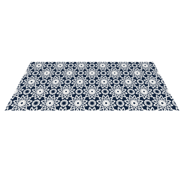 Tapis vinyle cuisine motif floral bleu marine - TenStickers