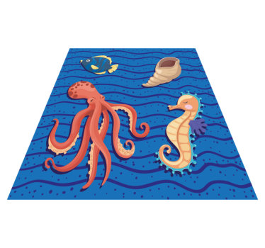 Tapis vinyle pour enfants temps de jeu des animaux marins - TenStickers