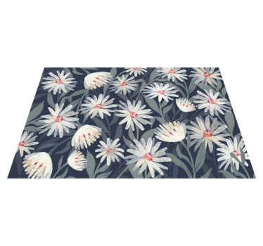 Tapis vinyle salon fleurs de marguerites blanches - TenStickers