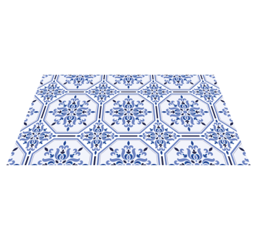 Tapis vinyle carreaux de ciment éléments de fleurs d'azur - TenStickers