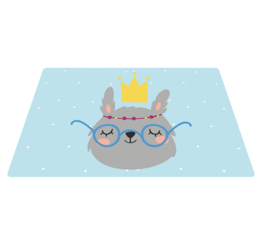 Tapis vinyle pour enfants lapin gris nordique avec lunettes - TenStickers