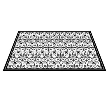 Tapis vinyle carreaux de ciment motif floral gris - TenStickers