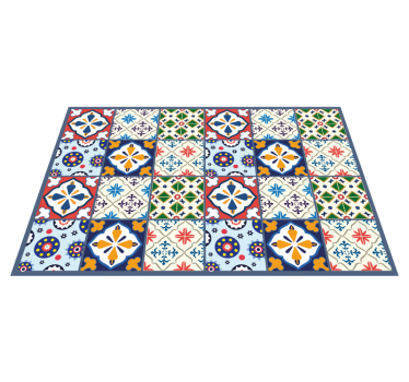 Tapis vinyle carreaux de ciment pièces colorées et vibrantes - TenStickers
