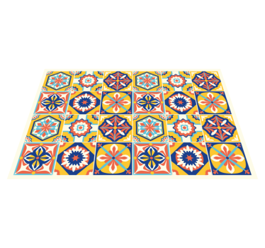 Tapis vinyle carreaux de ciment motif de mosaïque coloré - TenStickers