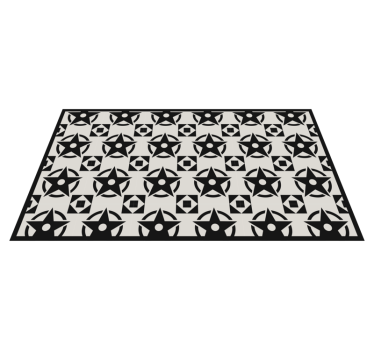 Tapis vinyle carreaux de ciment Fond blanc avec étoile noire - TenStickers