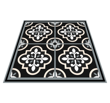 Tapis vinyle carreaux de ciment mosaïque noir et blanc - TenStickers