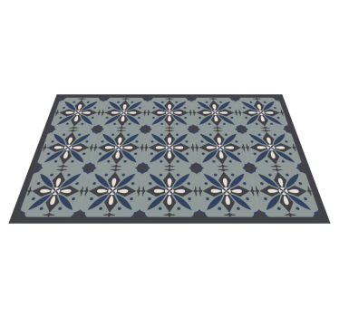 Tapis vinyle carreaux de ciment motif botanique gris - TenStickers