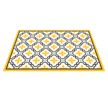 Tapis vinyle carreaux de ciment motif floral jaune - TenStickers