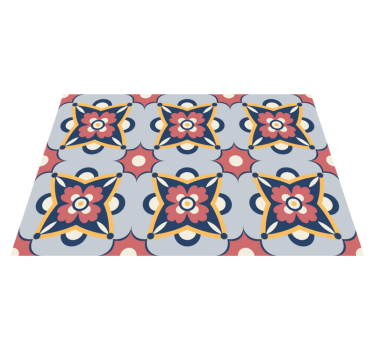 Tapis mosaique vinyle composition botanique grise - TenStickers