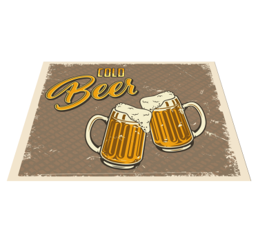 Tapis vinyle vintage chopes de bière froides - TenStickers